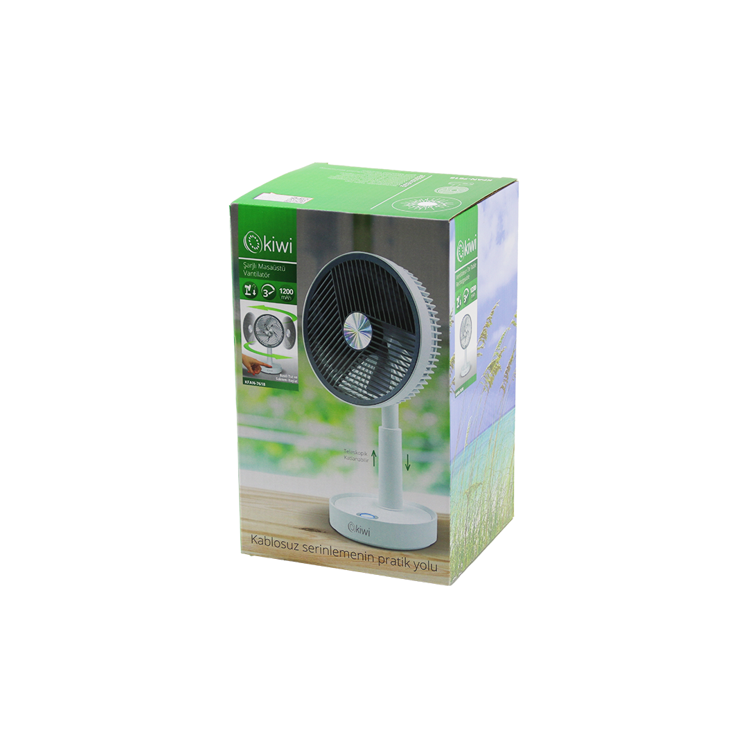 USB Şarjlı Masaüstü Vantilatör 13 cm - 3 Kademe, Ayarlı Yükseklik