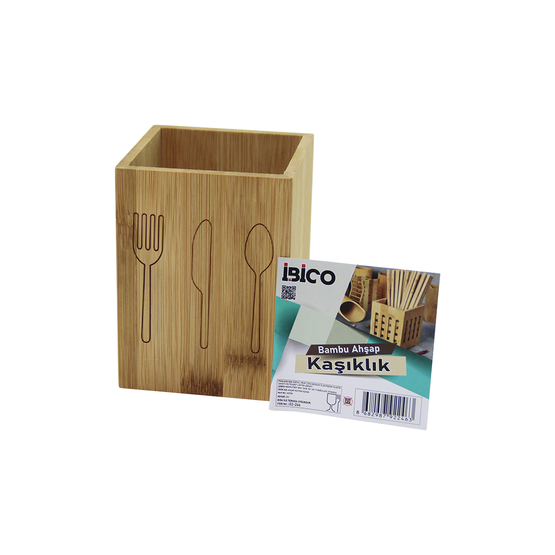 Ahşap Bambu Kaşıklık Organizer 9x9 cm
