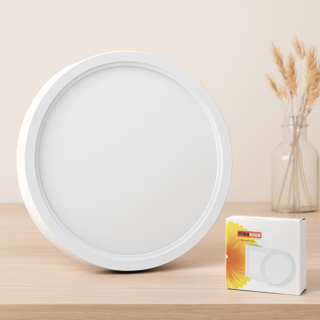 24W 1680LM Yuvarlak LED Slim Panel 6500K - Sıva Üstü Beyaz Metal Kasa