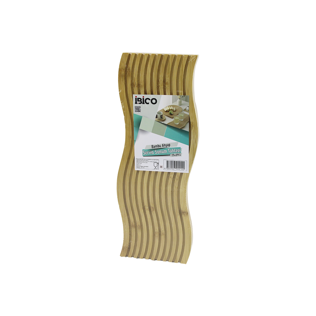 Bambu Servis Sunum Tahtası 17x39x1.5 cm (Çift Yüzlü Dalgalı/Klı)