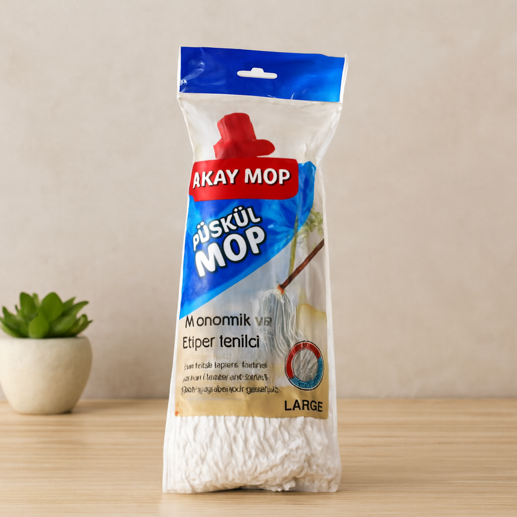 Pamuklu Püsküllü Mop Başlığı 23cm Orta-Large (Klasik Sap)