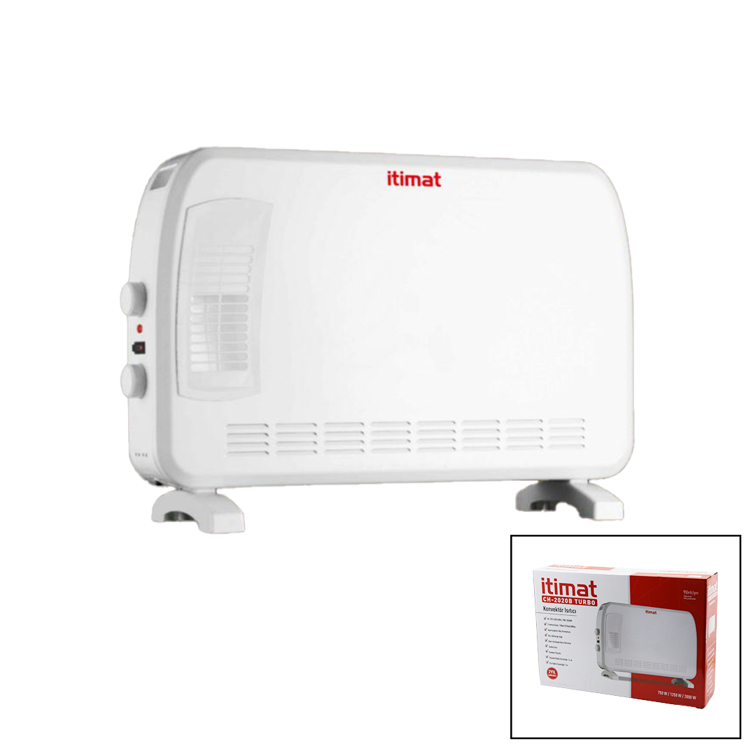 Konvektör Elektrikli Isıtıcı - Turbo, Ayarlanabilir Termostat, 3 Kademe Isı