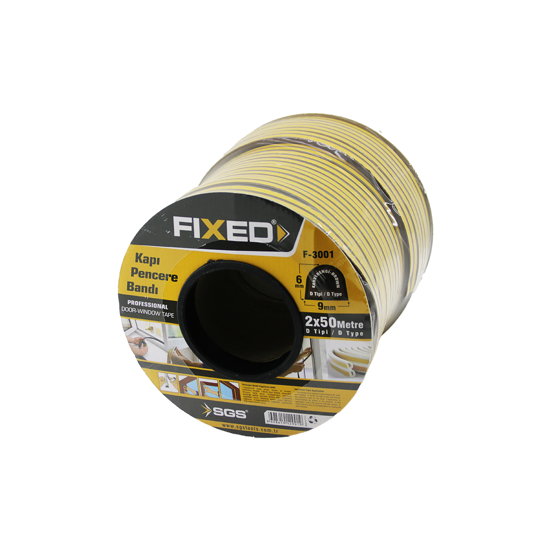 Kapı Pencere D Profil Fitil 9x6mm Kahverengi 100m (2x50m)