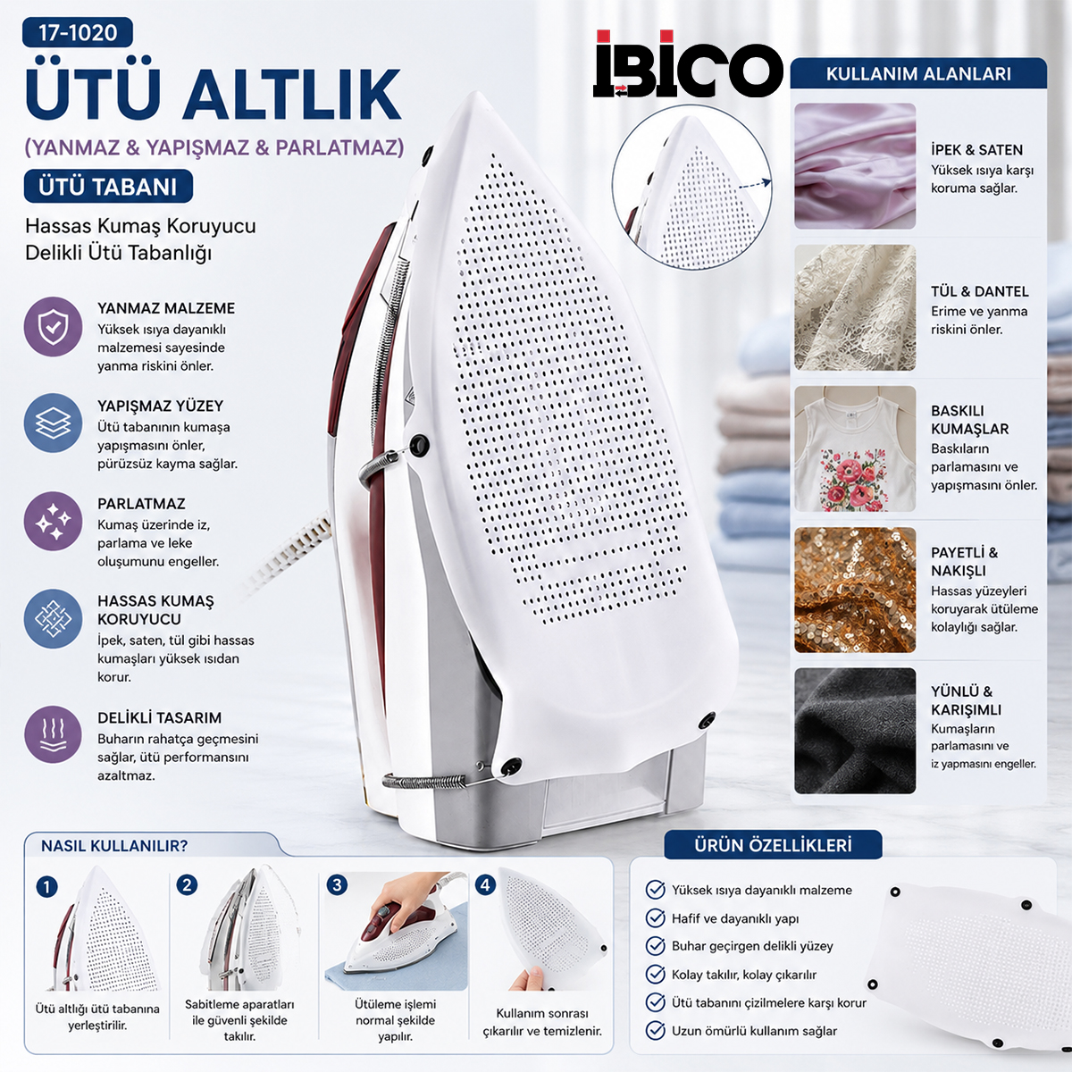 Non-Stick Ütü Altlığı - Isıya Dayanıklı Ütü Tabanı