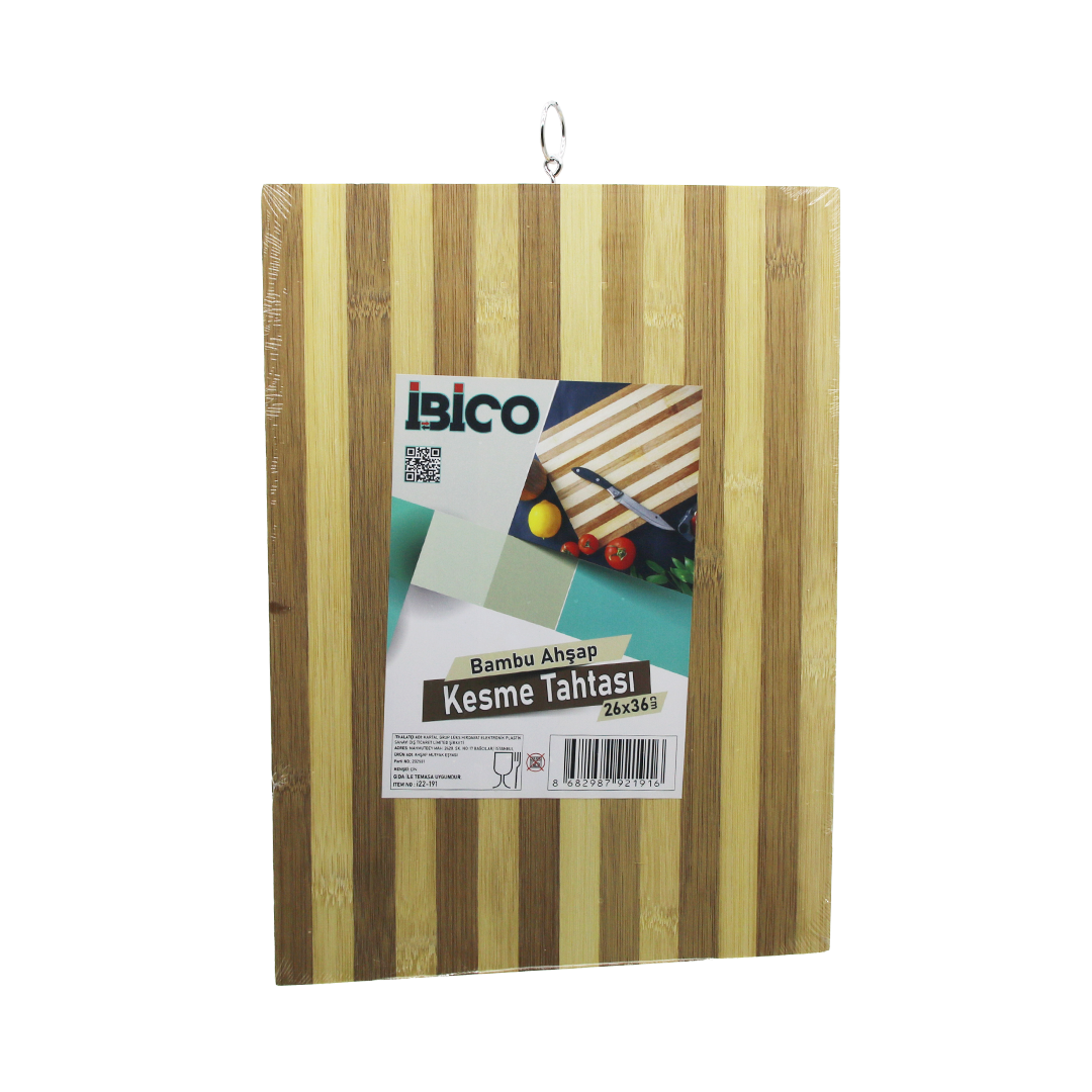 Bambu Kesme Tahtası 26x36x1.2 cm Metal Kulplu