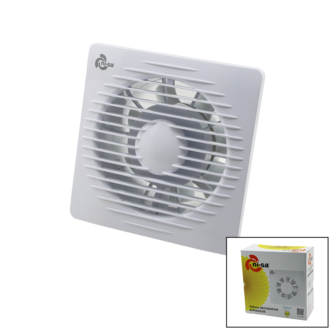 8" (200mm) 200 m³/h Banyo Tuvalet Havalandırma Aspiratörü 40W