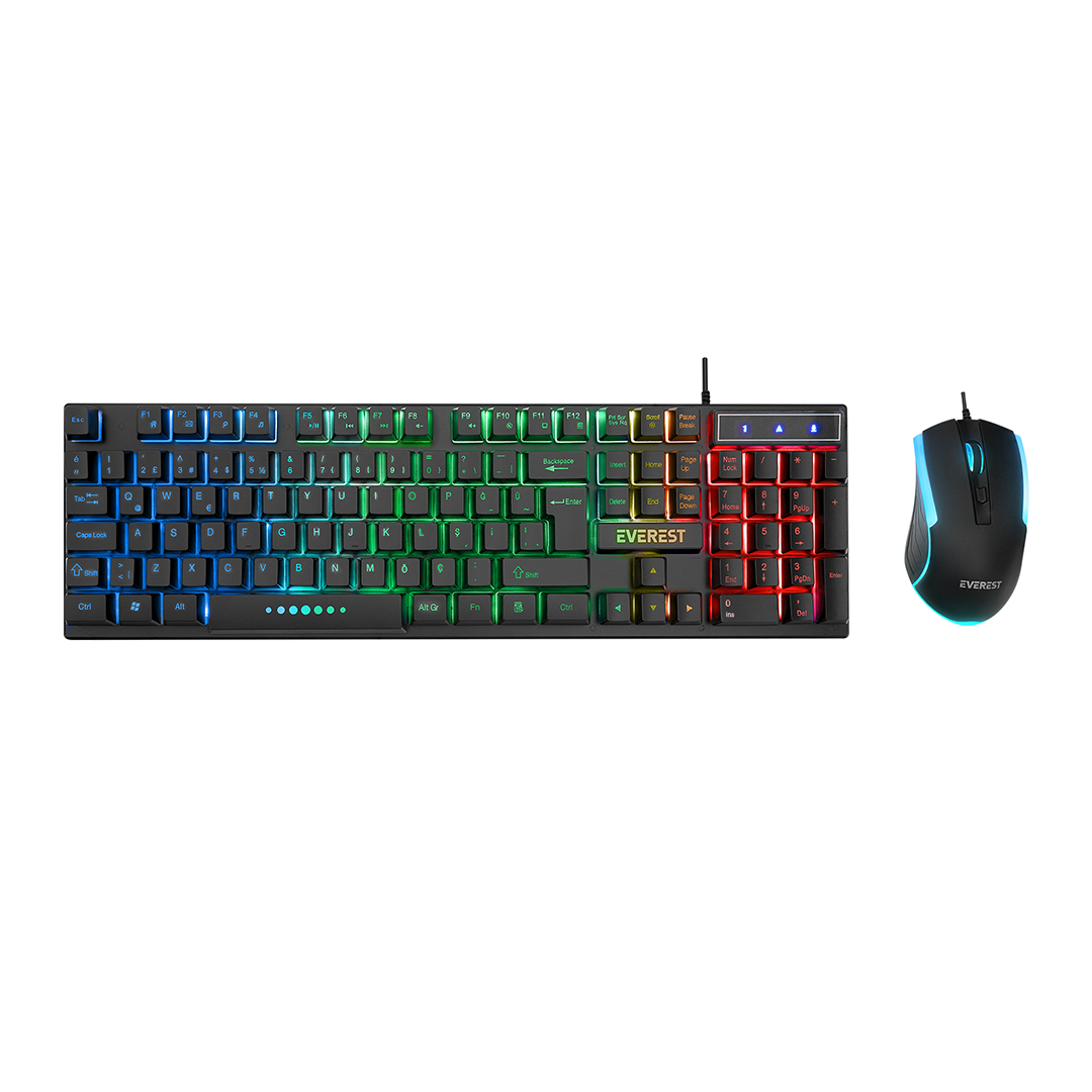 Kablolu RGB Oyuncu Klavye ve Mouse Seti - Siyah görsel 2