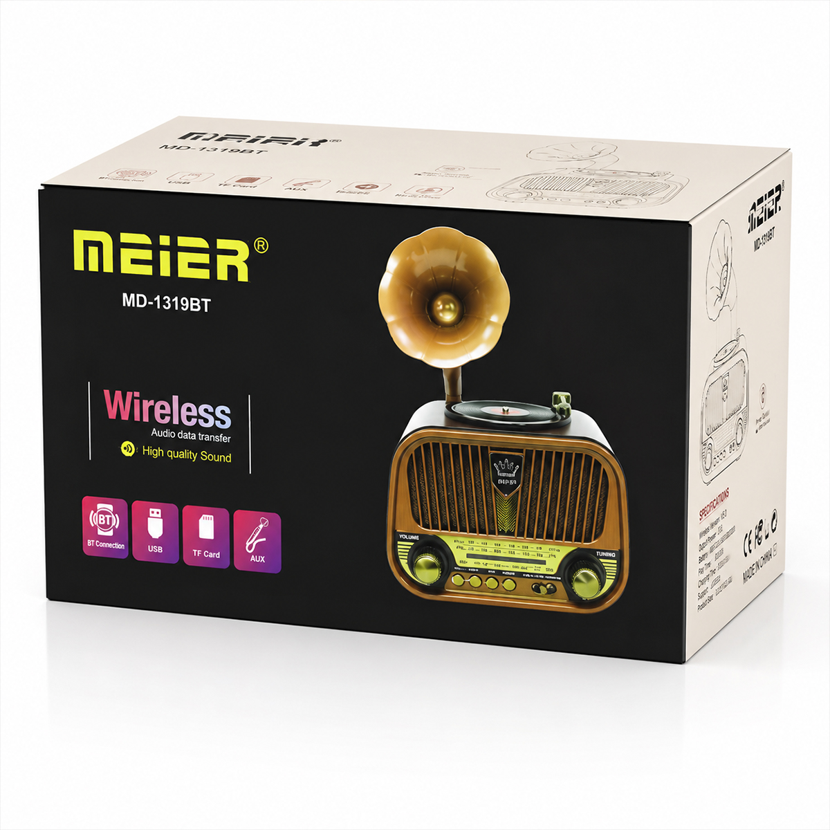 Nostaljik Bluetooth FM Radyo USB/TF MP3 Şarjlı Hoparlör