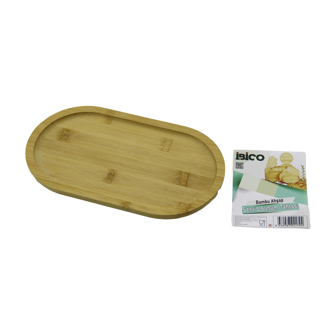 Ahşap Bambu Oval Mini Servis Tepsisi 25 x 14 x 1.4 cm