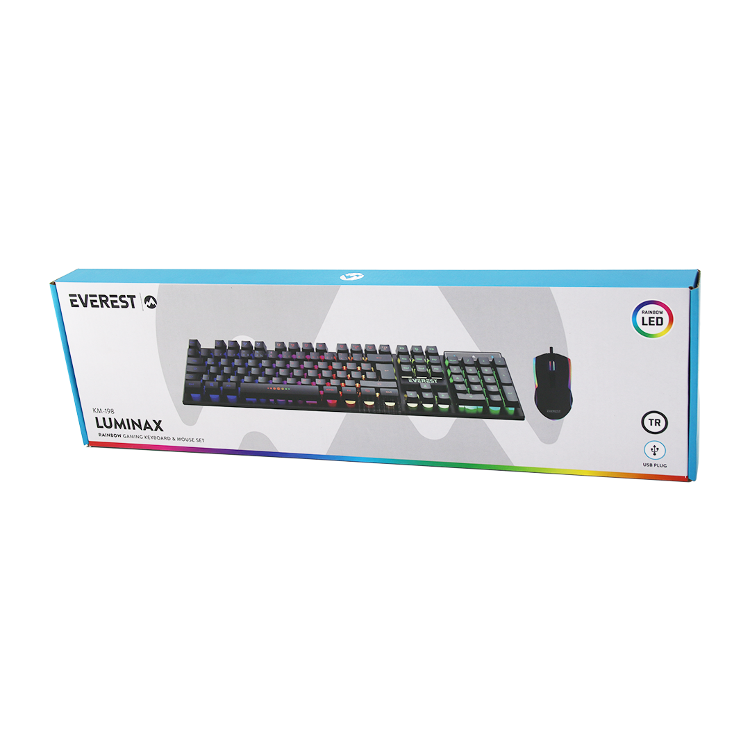 Kablolu RGB Oyuncu Klavye ve Mouse Seti - Siyah