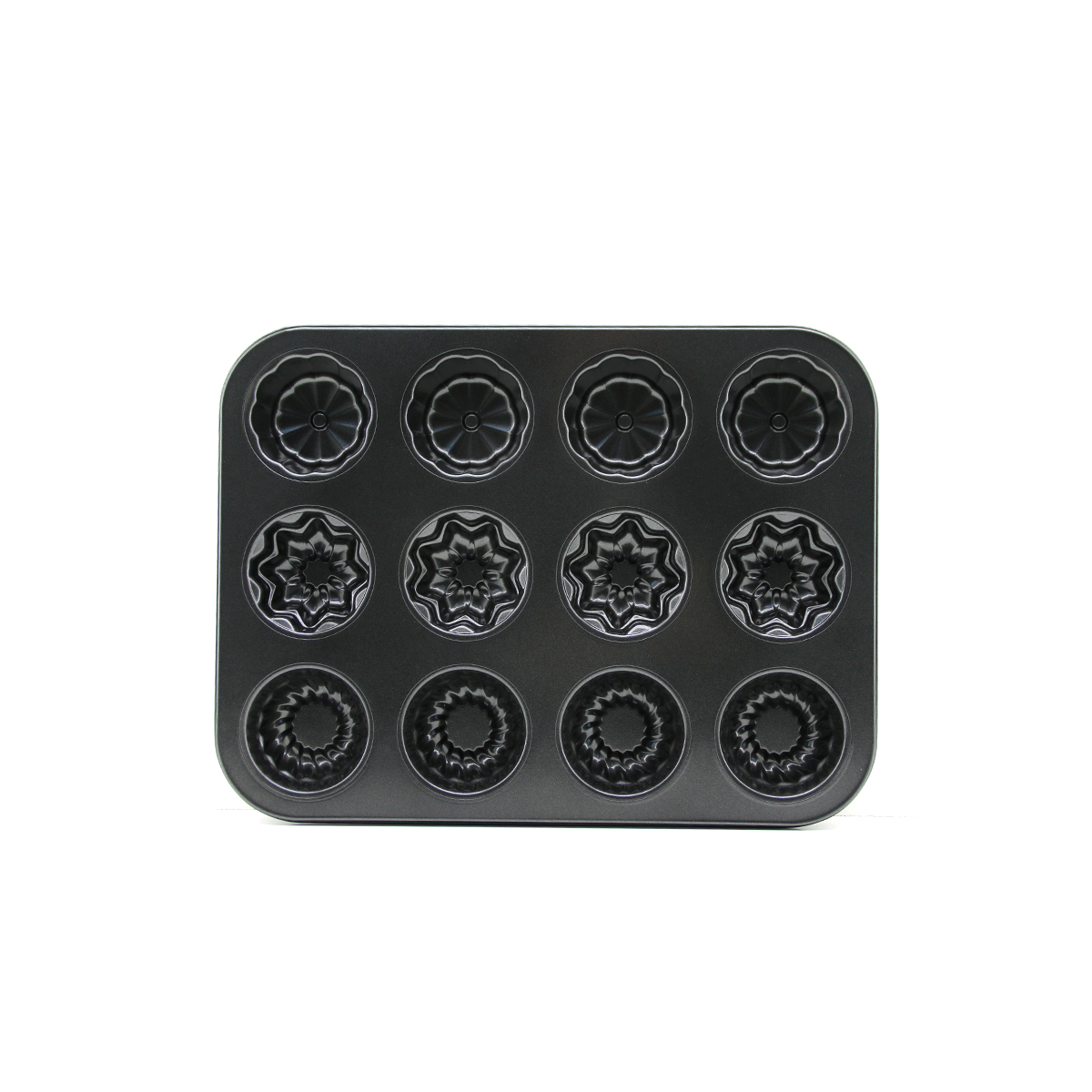 12 Gözlü Metal Muffin Kek Kalıbı - Siyah