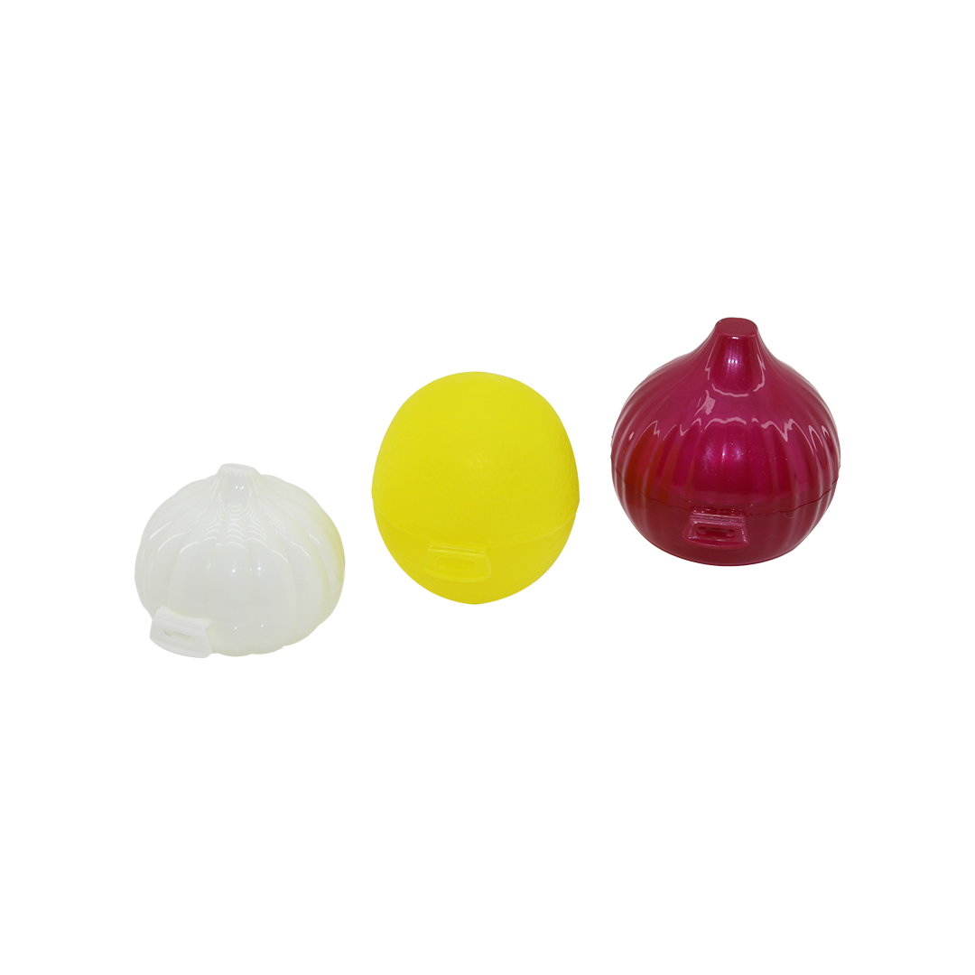 3'lü Renkli Plastik Saklama Kutusu - Limon, Soğan, Sarımsak