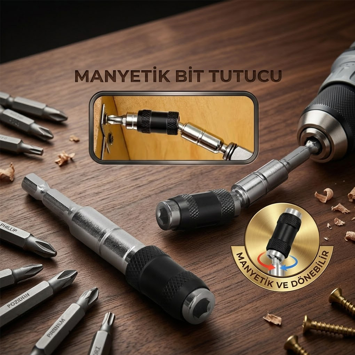 1/4 Mafsallı Manyetik Bits Tutucu (0-20°)