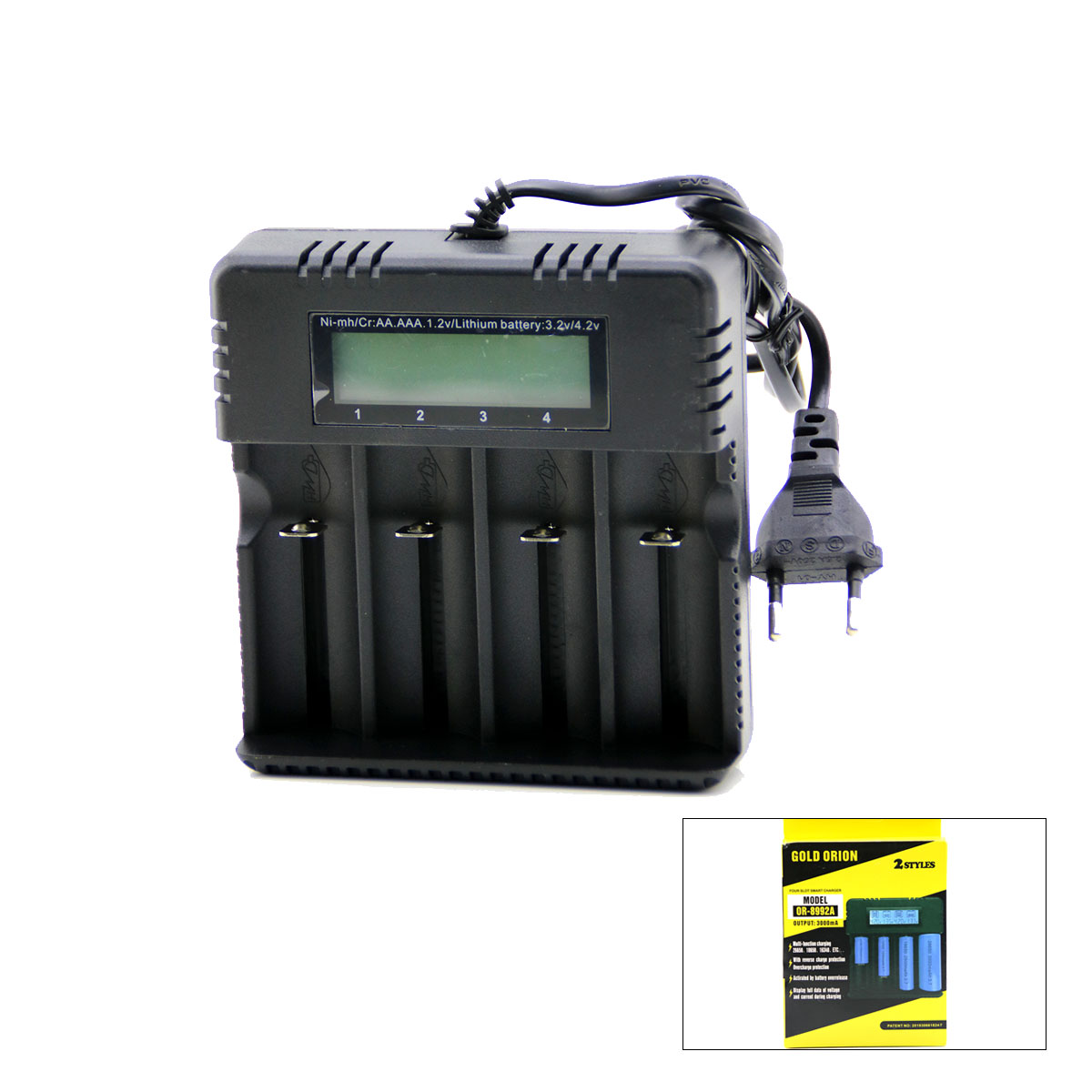 4 Yuvalı Li-ion Pil Şarj Cihazı 3000mA 4.2V (18650/26650/16340 Uyumlu)