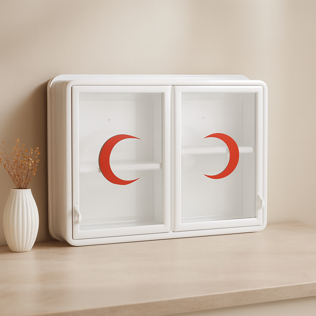 Çelik Aynalı Ecza Dolabı 2 Kapaklı (Cam)