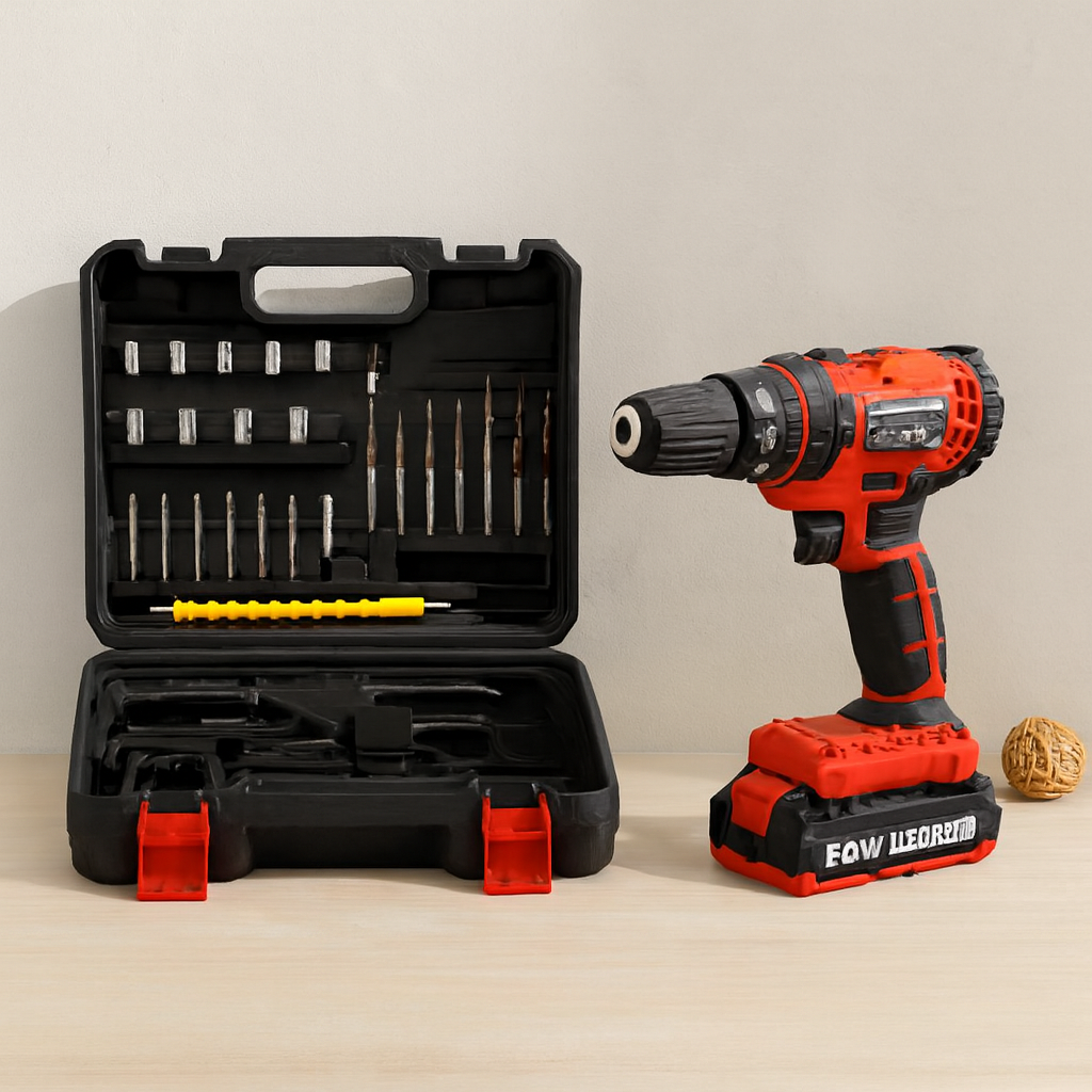 24W Şarjlı Matkap Seti 1350 RPM Çantalı (Kırmızı)