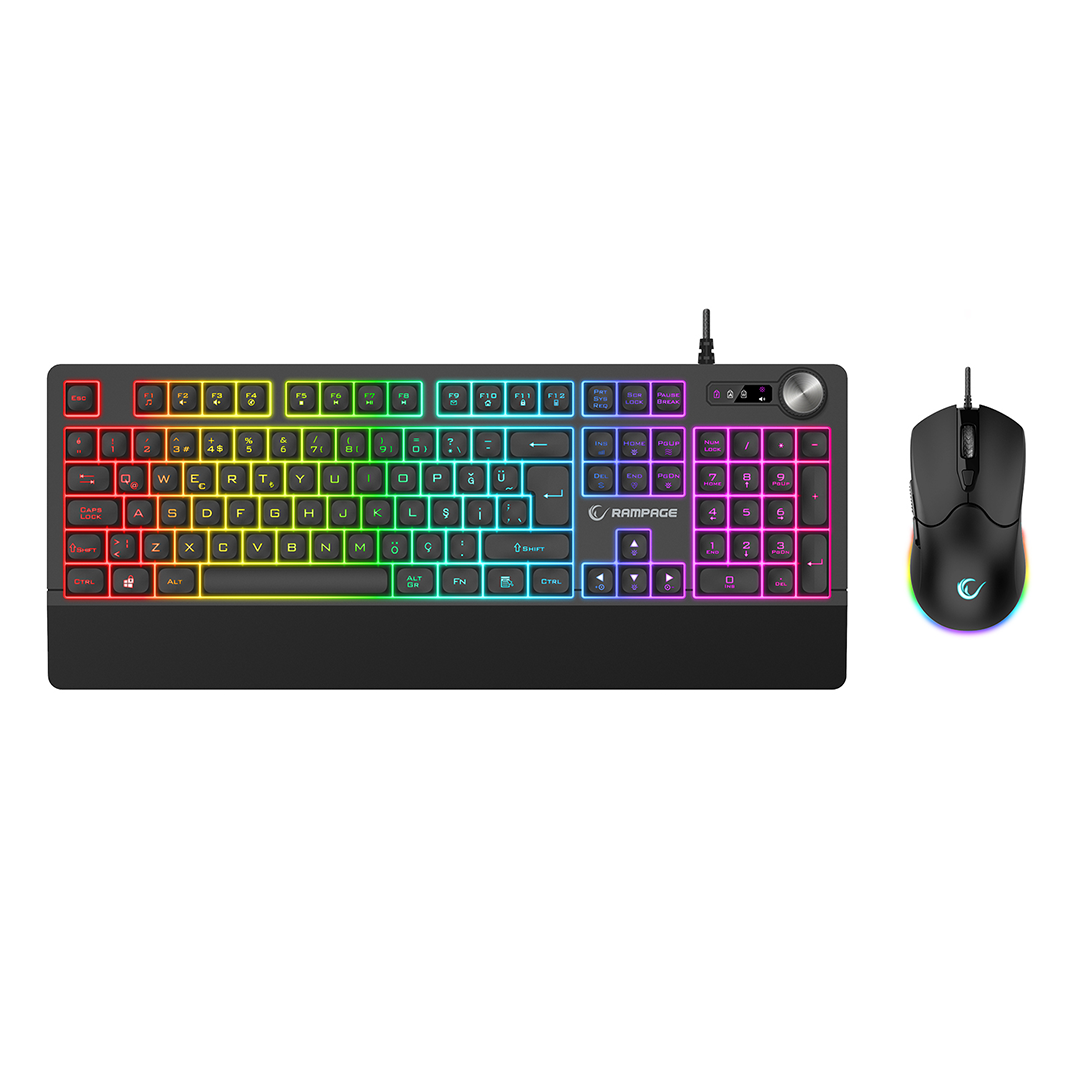 Mekanik Oyuncu Klavye ve RGB Mouse Seti (USB, 12800 DPI)