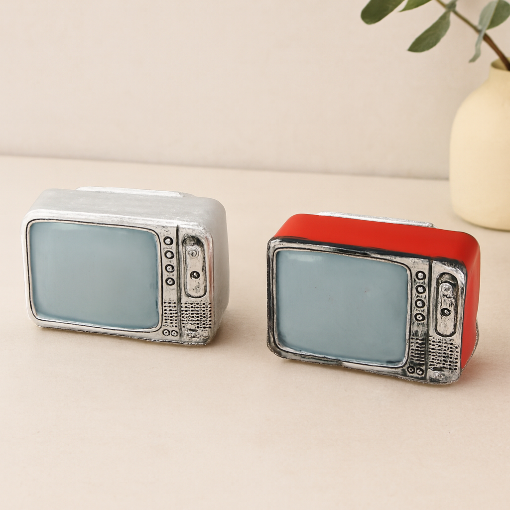 Vintage Televizyon Dekoratif Biblo Reçine 9x6 cm