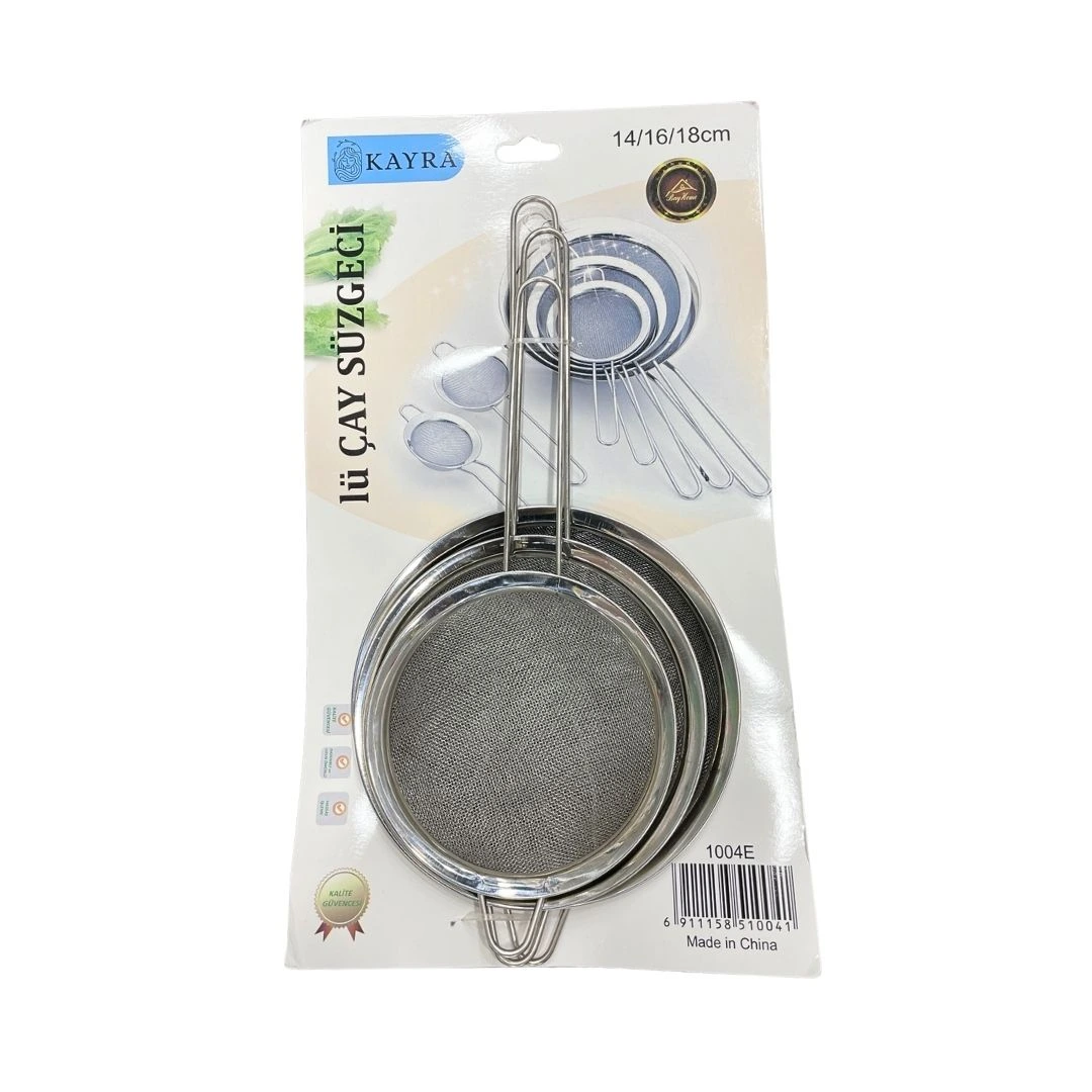 3 Parça Metal Süzgeç 14-16-18 cm