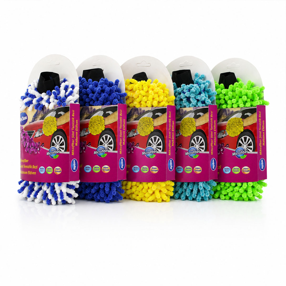 Mikrofiber Şönil Temizlik Bezi ve Oto Yıkama Eldiveni 80'li Paket