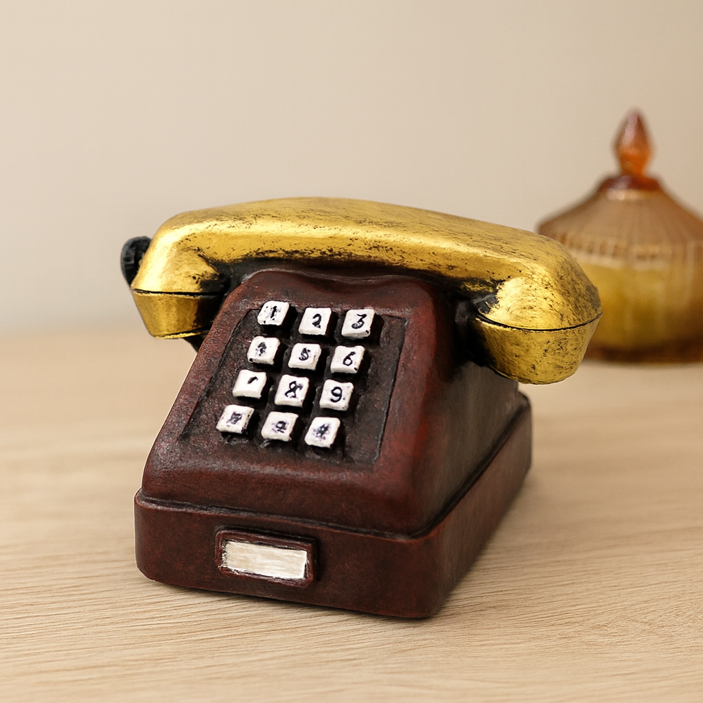 Ankesörlü Telefon Dekoratif Biblo - Reçine 9.5x9.5 cm