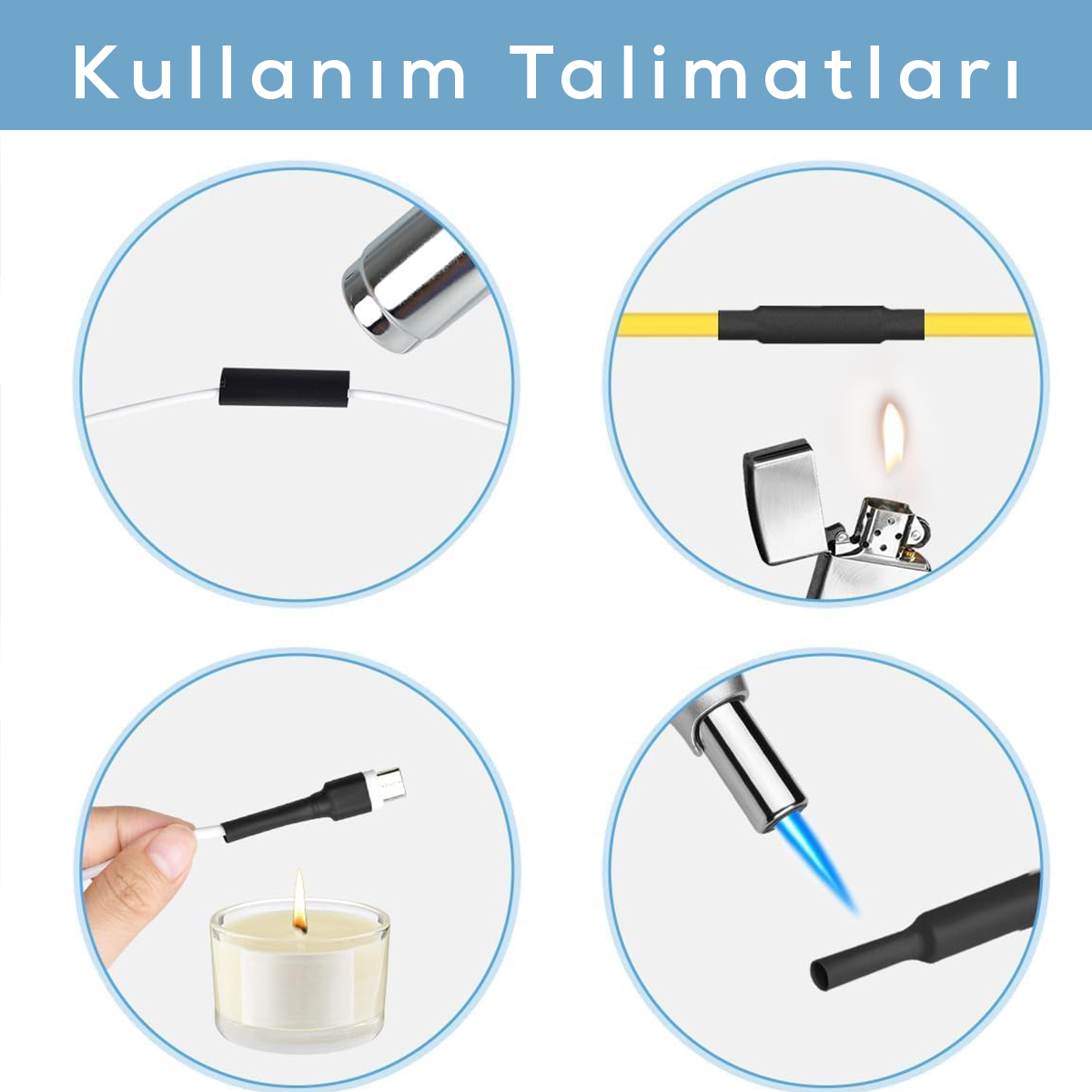 Isıyla Büzüşmeli Makaron Kablo Tamir Seti 100'lü