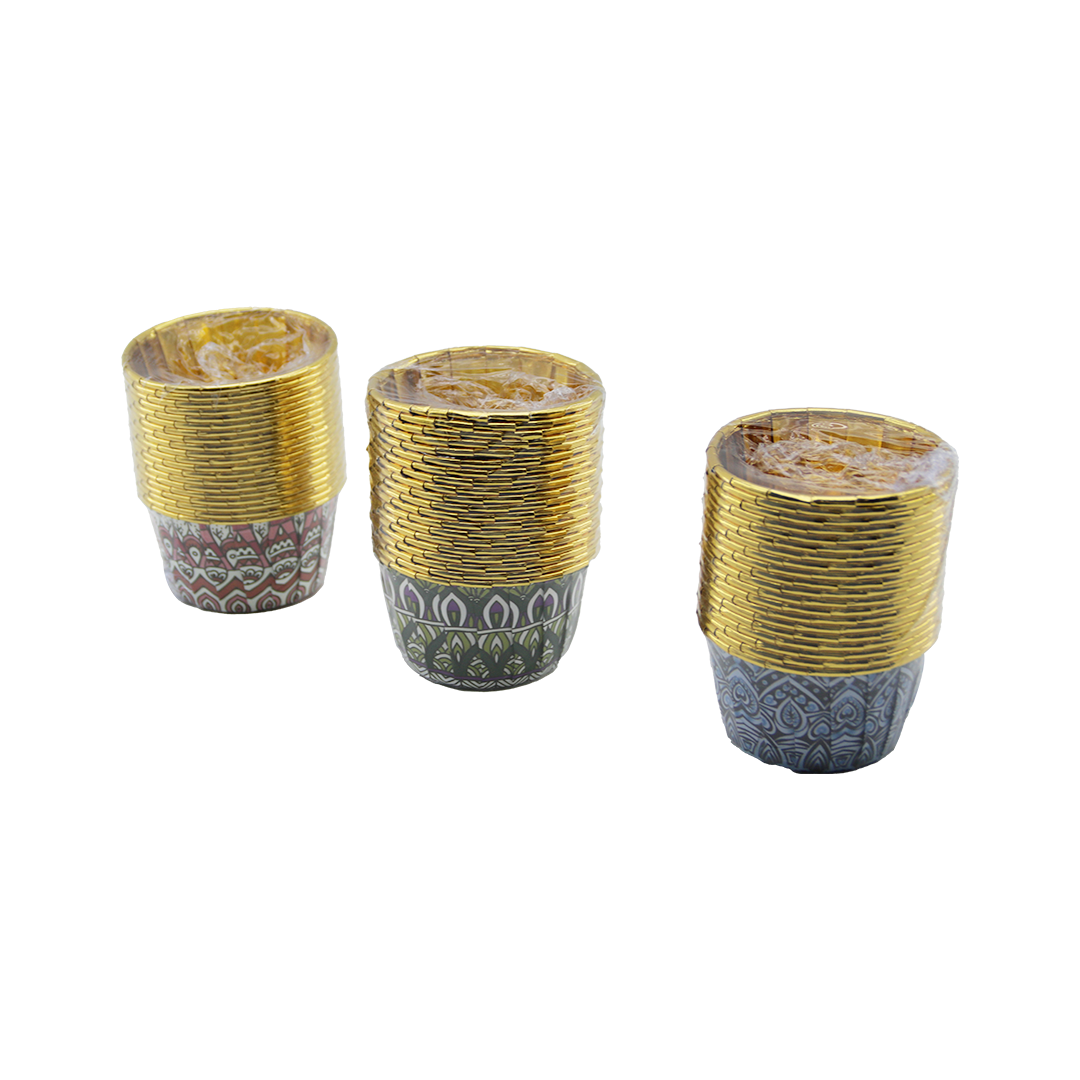 Gold folyo muffin kağıt kapsül yuvarlak kalın (ağız çap: 6.5cm, derinlik: 3.5cm)