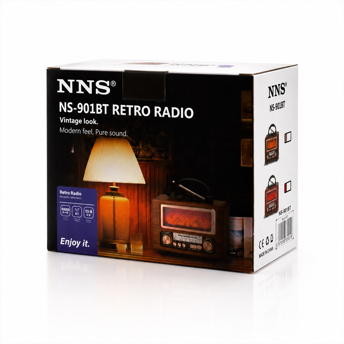 Şarjlı Retro Bluetooth Hoparlör - FM Radyo, USB/TF MP3 Çalar