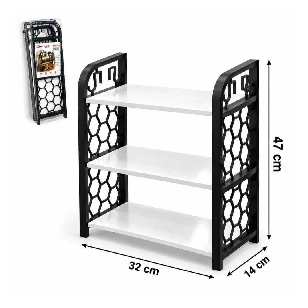 3 Katlı Ahşap Raflı Organizer