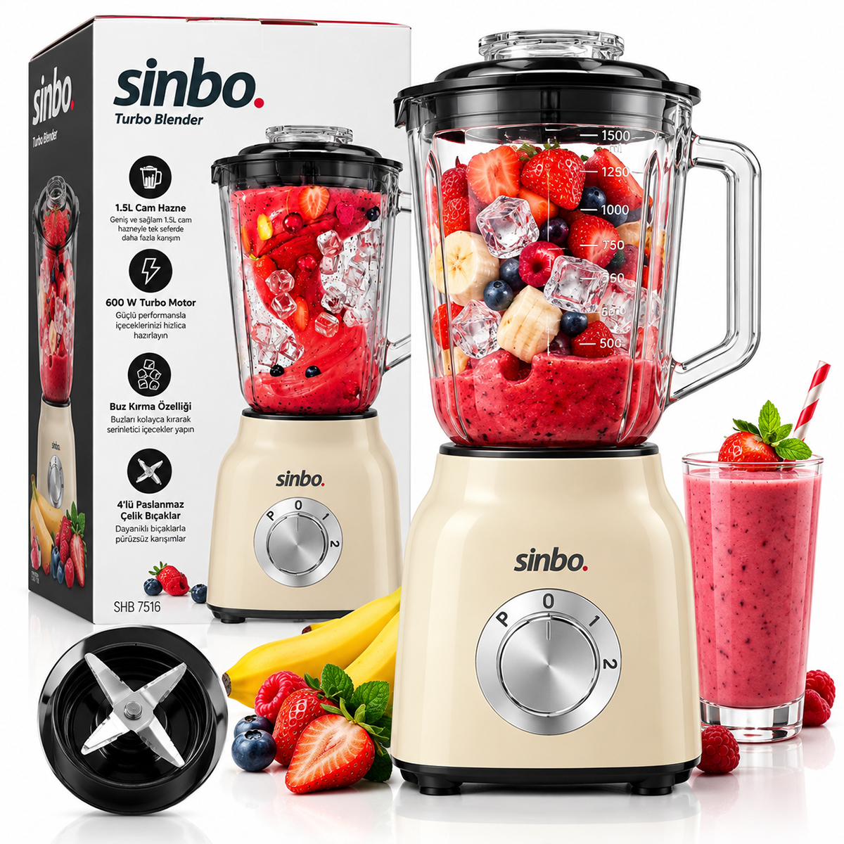 Turbo El Blender Seti (600W) - Doğrayıcı & Mikser & Blender