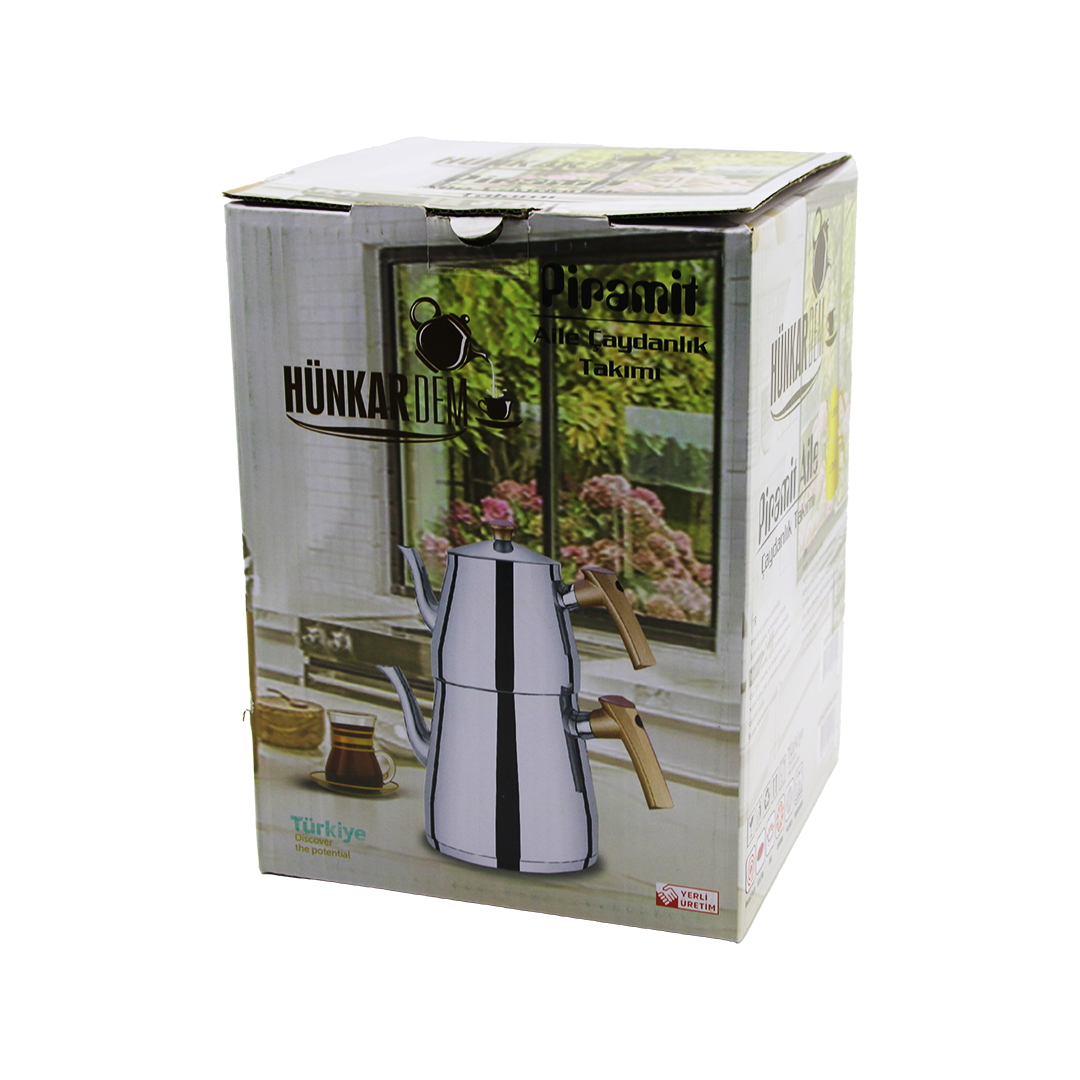 Aile Boy Çelik Çaydanlık Seti (1.5L + 2.75L) - Kendinden Süzgeçli