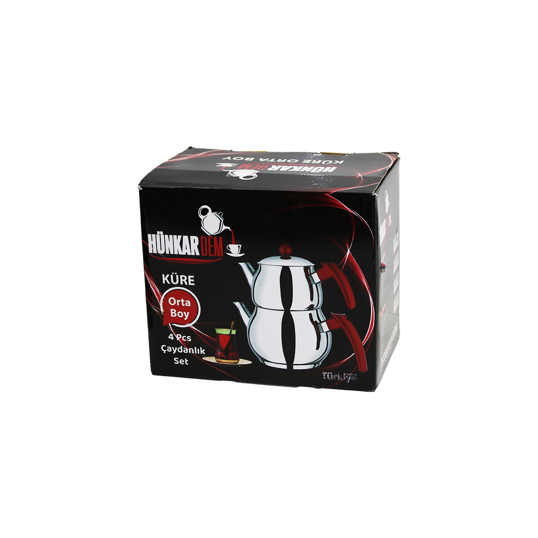 Paslanmaz Çelik Çaydanlık Seti (1L + 2L) Küre Model