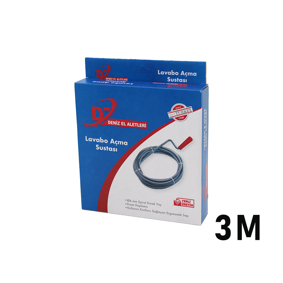 3 m Spiral Esnek Yay Lavabo ve Gider Boru Açıcı