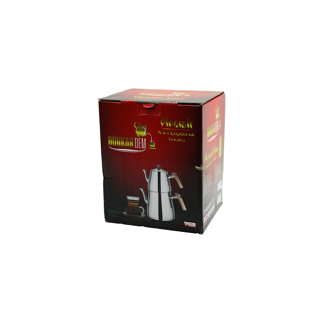 Mini Çelik Çaydanlık Seti (0.9L + 1.5L) Kendinden Süzgeçli