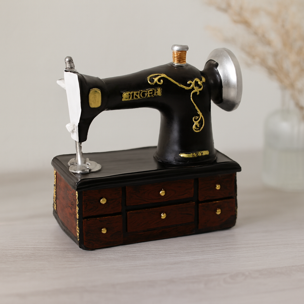 Vintage dikiş makinesi biblo - reçine 20x15x8.5 cm