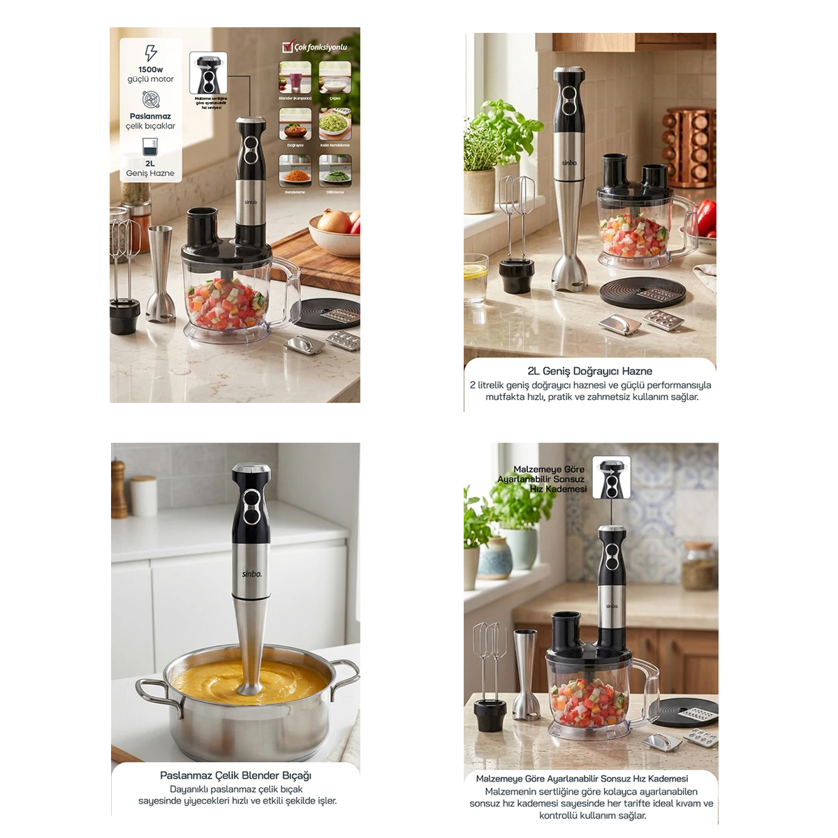 2 L Hazneli Multi Blender Seti