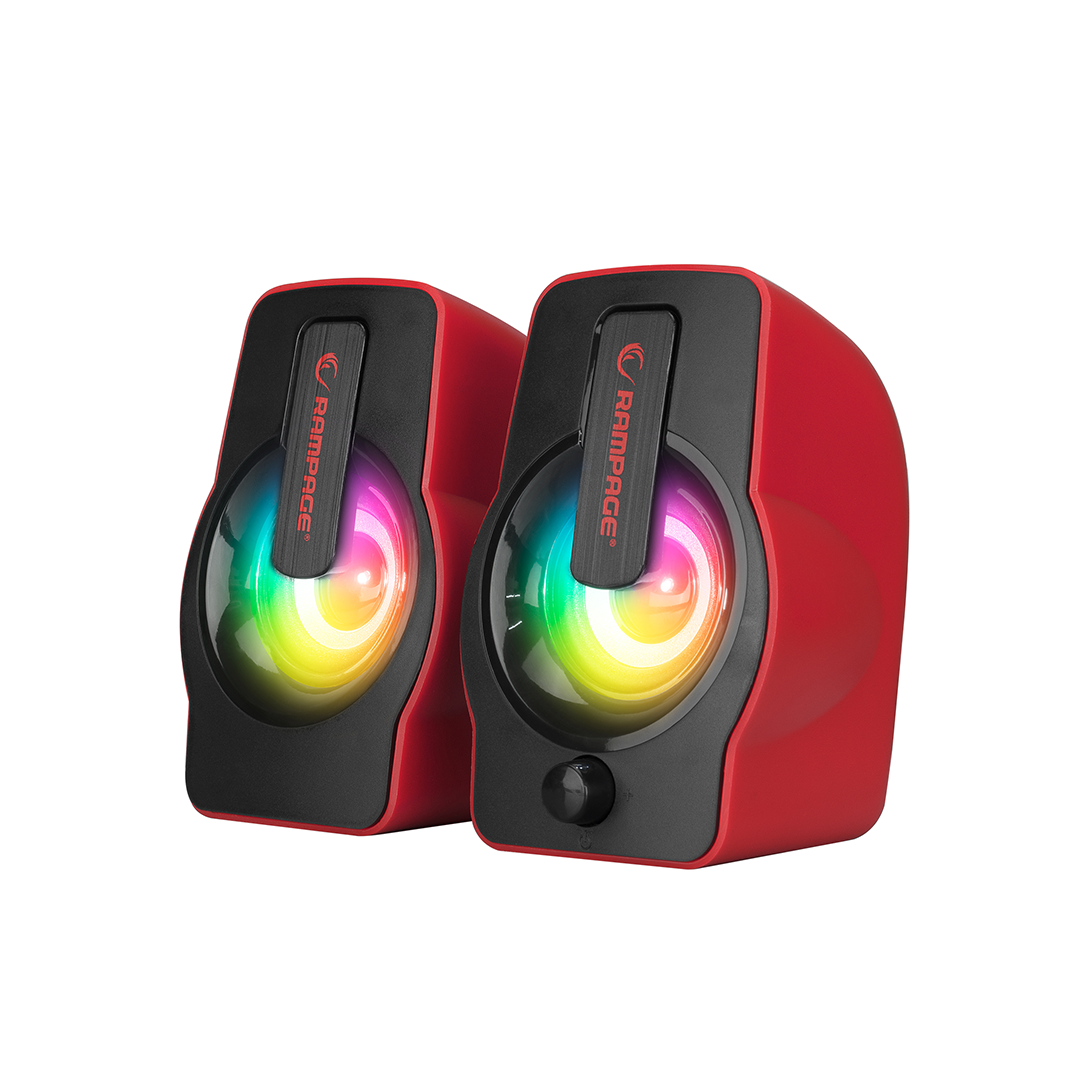 2.0 USB RGB Işıklı Kırmızı Multimedya Hoparlör Seti (1+1, 12W)