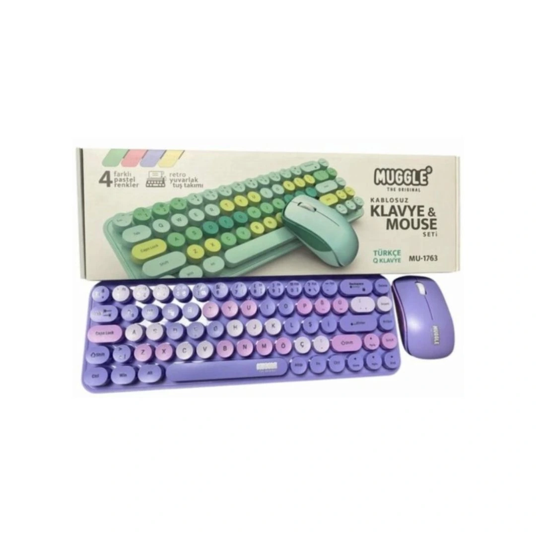 Mor Kablosuz Klavye ve Mouse Seti