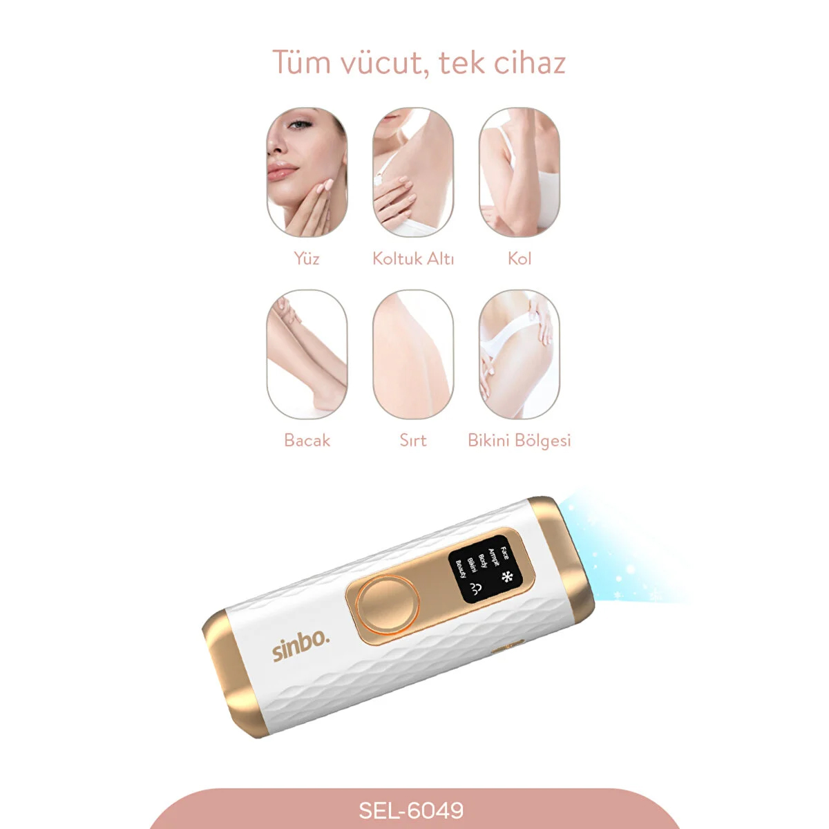 IPL Buz Lazer Epilatör - 5 Mod, LCD, Tüm Vücut