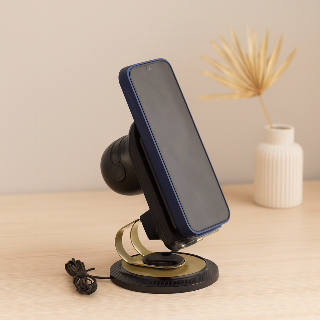 2in1 Bluetooth 5W Hoparlör ve 360° Dönen Masaüstü Telefon Tutucu