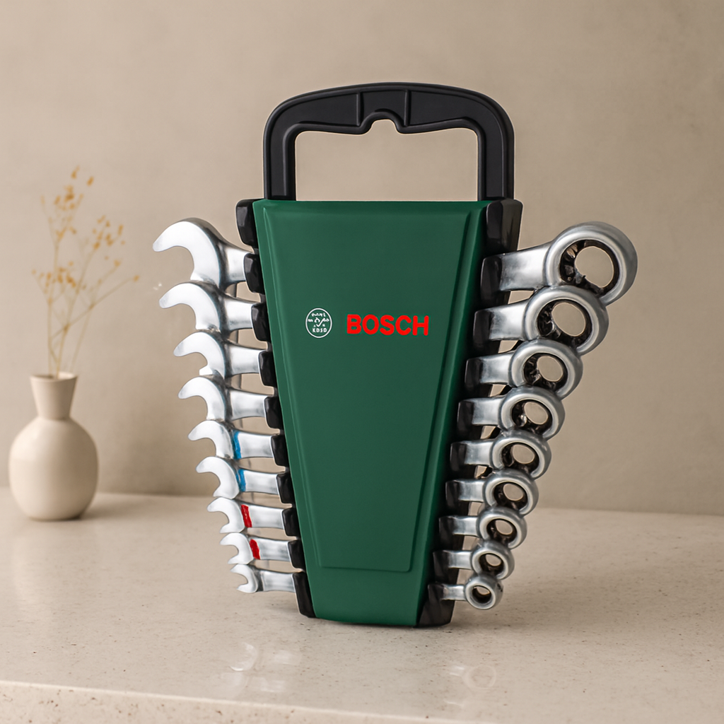 8 Parça 8-19 mm Kombine Anahtar Takımı (Plastik Standlı, Taşıma Aparatlı)