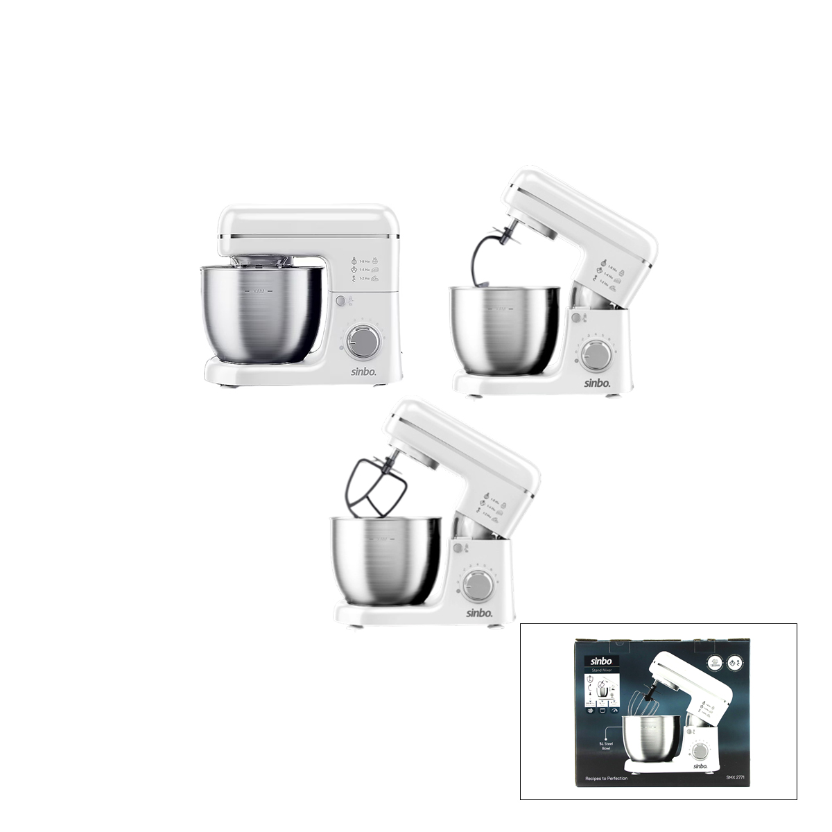 Standlı Mikser 5L 1300W 8 Kademe - Hamur Yoğurucu & Çırpıcı